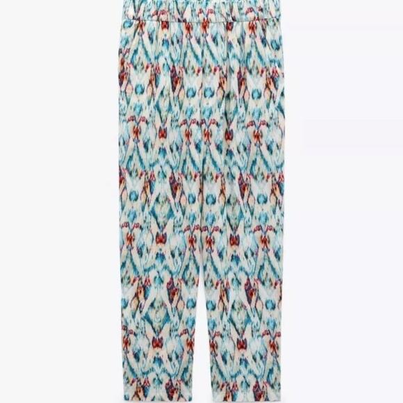 Zara Pants - Zara Colorful Metallic Ikat Pants Blue Gold Size XXL